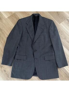 Vintage TMB Lancaster Blazer Gray Plaid Classic Preppy Business Tailored ~38R